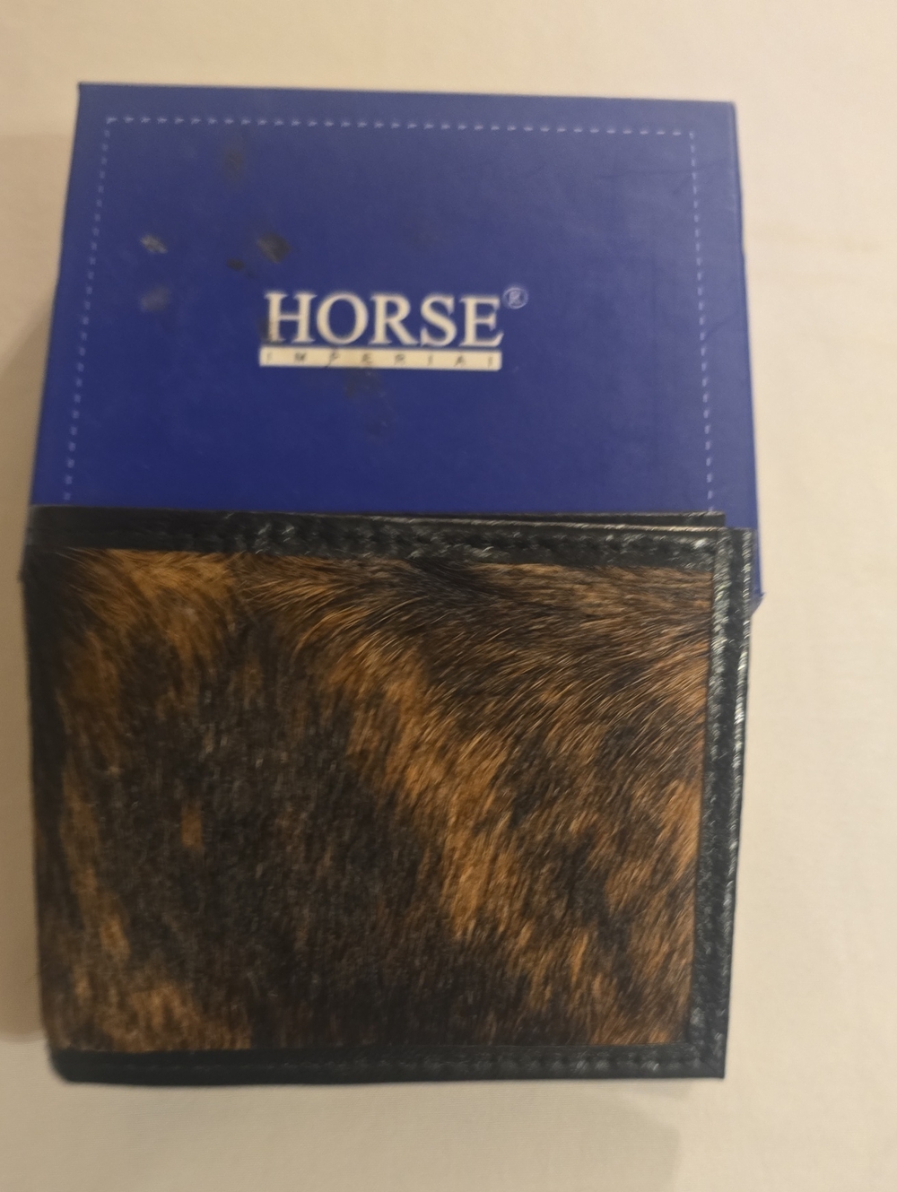 HORSE IMPERIAL Brand Brown & Black Haircalf Bifold Wallet